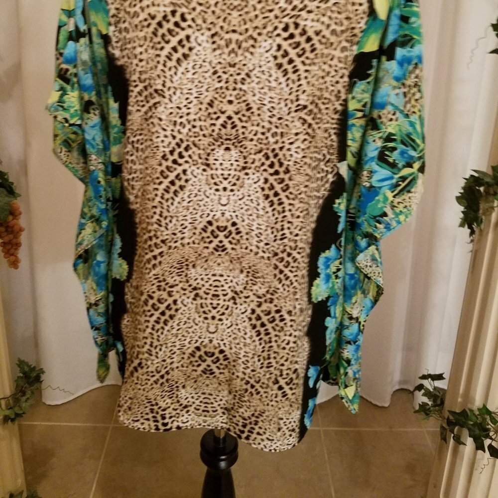 Dana Buchman coverup leopard flower print NWOT M - Picture 7 of 7